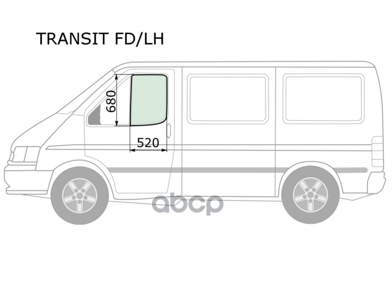 Стекло боковое опускное (Спереди/ Слева/ Цвет зеленый) Ford Transit 85-00 XYG арт. TRANSIT FD/LH