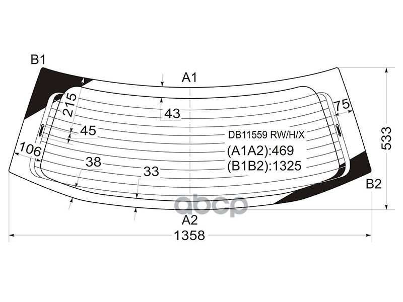 Стекло заднее (Цвет зеленый/ Обогрев) Dodge Journey 07-15 / Fiat Freemont 13-15 XYG арт. DB11559 RW/H/X
