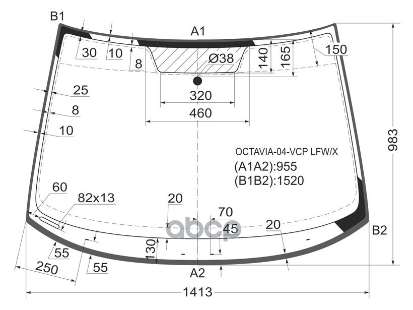 Стекло лобовое (Молдинг) Skoda Octavia 04-13 XYG арт. OCTAVIA-04-VCP LFW/X