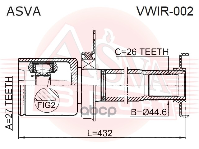 Шрус внутрений правый 27Х44.4Х26