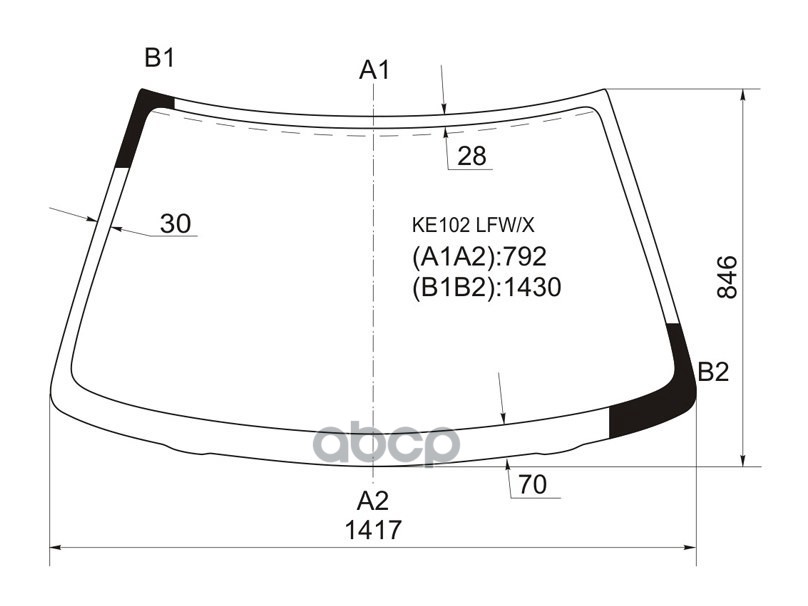 Стекло лобовое Toyota Corolla Levin 91-95 / Sprinter Trueno 91-95 XYG арт. KE102 LFW/X