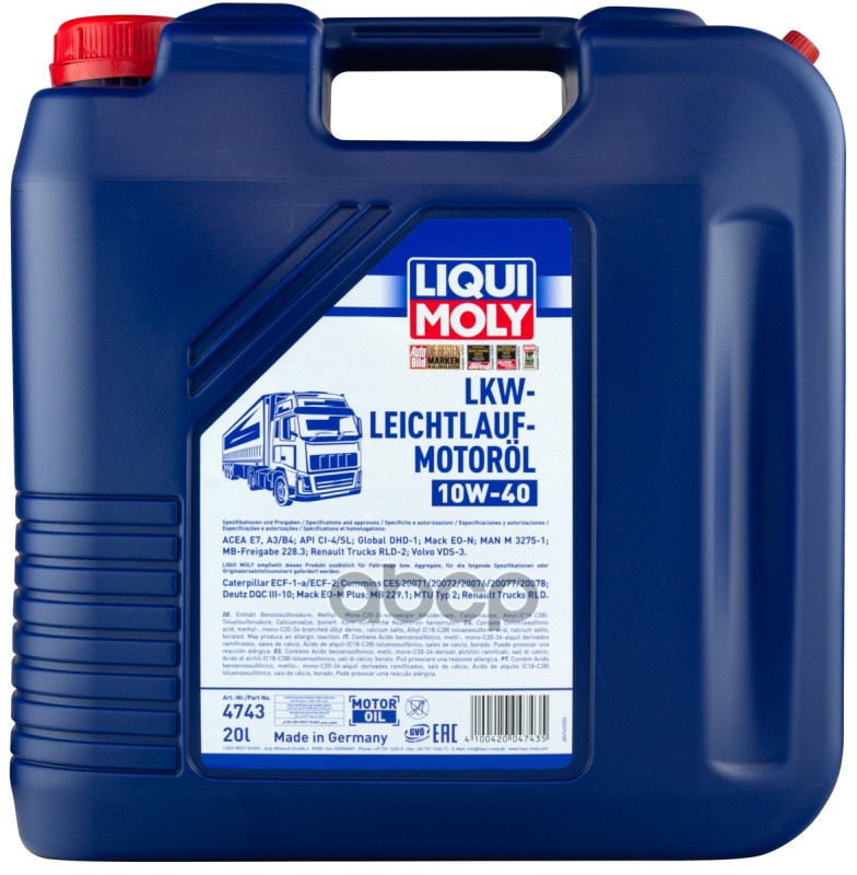 LIQUI MOLY Liquimoly 10W40 Lkw-Leichtlauf-Motoroil Basic (20L) Масло Мотор. !(Полусинт) Mb 228.3/229.1