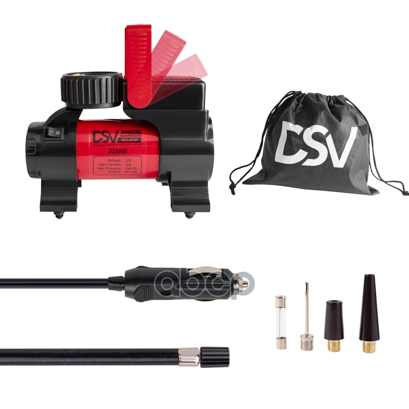 Компрессор  Smart, с LED фонарем 35 л/мин 12В с  большим цифр. маном, сумкой