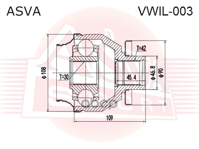 ШРУС ВНУТРЕННИЙ ЛЕВЫЙ 30X46.8X42