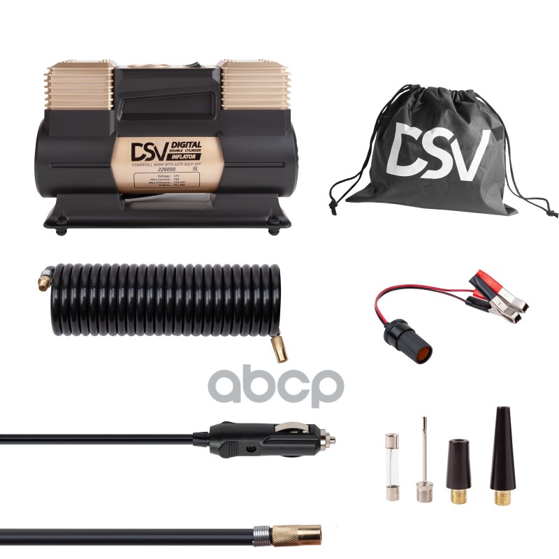 Компрессор  Smart, двухцилиндровый с LED фонарем 75 л/мин 12В, цифр. маном, сумк