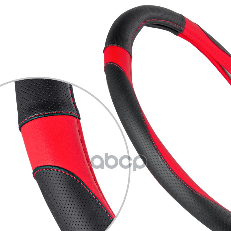 Чехол на руль полиуретан Black+Red  (М)