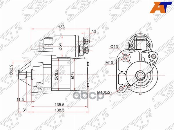 Стартер Renault Duster 10-15 / Kangoo 97-13 (1 kW/ Z=8) Sat арт. ST-6001547289N