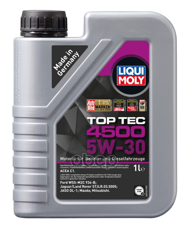 LIQUI MOLY Liquimoly 5W30 Top Tec 4500 (1L) Масло Моторное !Синт Acea C1-08:Ford Wss-M2c 934-B, Jaso Dl-1