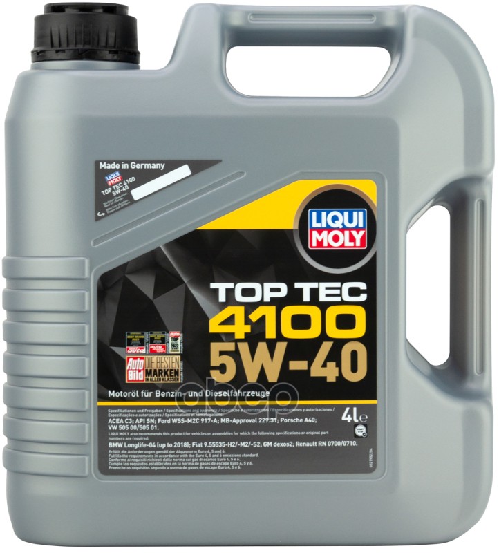 LIQUI MOLY Liquimoly 5W40 Top Tec 4100 (4L) Масло Моторное! Синт.  Api Sn/Cf, Acea A3/B4/C3