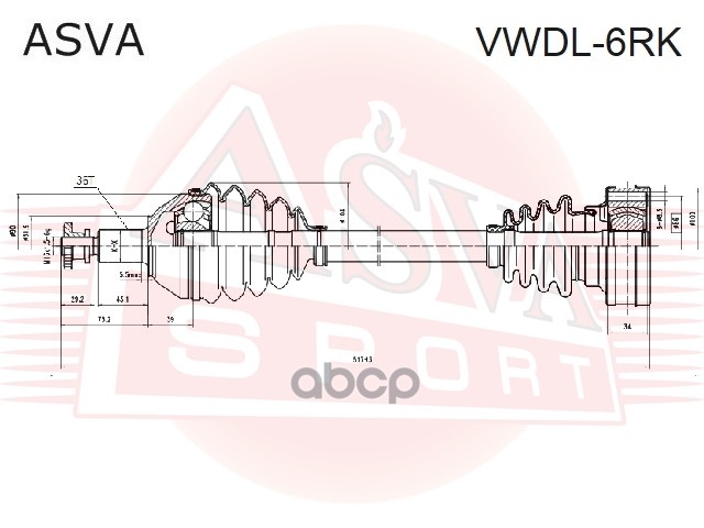Привод передний левый 100X513X36