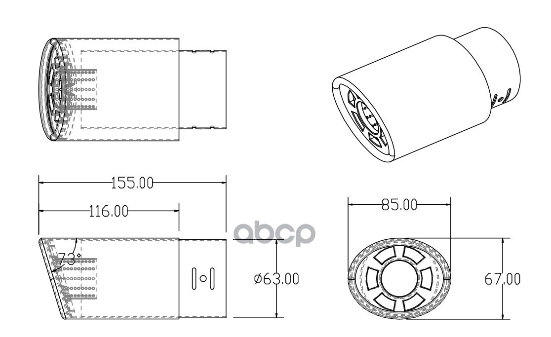 Насадка на глушитель 63х155 мм ARNEZI A0701018 Насадка на глушитель 63х155 мм ARNEZI A0701018