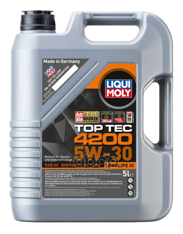 LIQUI MOLY Liquimoly 5W30 Top Tec 4200 (5L) Масло Моторное! Синт. Api Sn, Acea C3