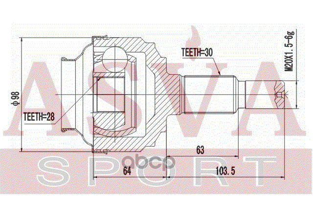 ШРУС НАРУЖНЫЙ ЗАДНИЙ 28x64,1x30