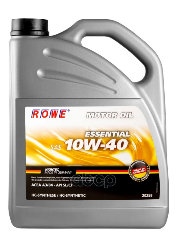 ROWE Rowe Essential 10W40 A3/B4 Sl/Cf  4Л. Синт. (Масло Моторное)