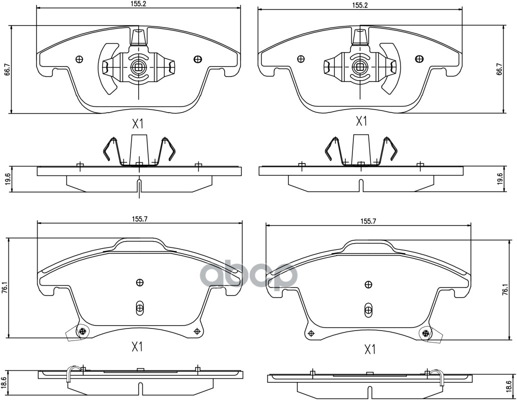 Комплект передних тормозных колодок, дисковый тормоз