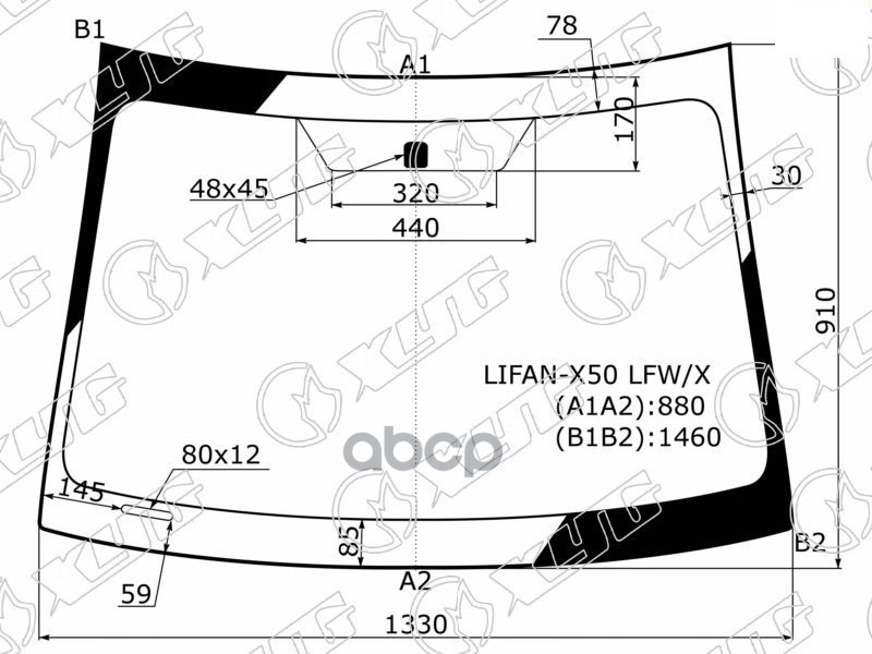 Стекло лобовое Lifan X50 15-22 XYG арт. LIFAN-X50 LFW/X