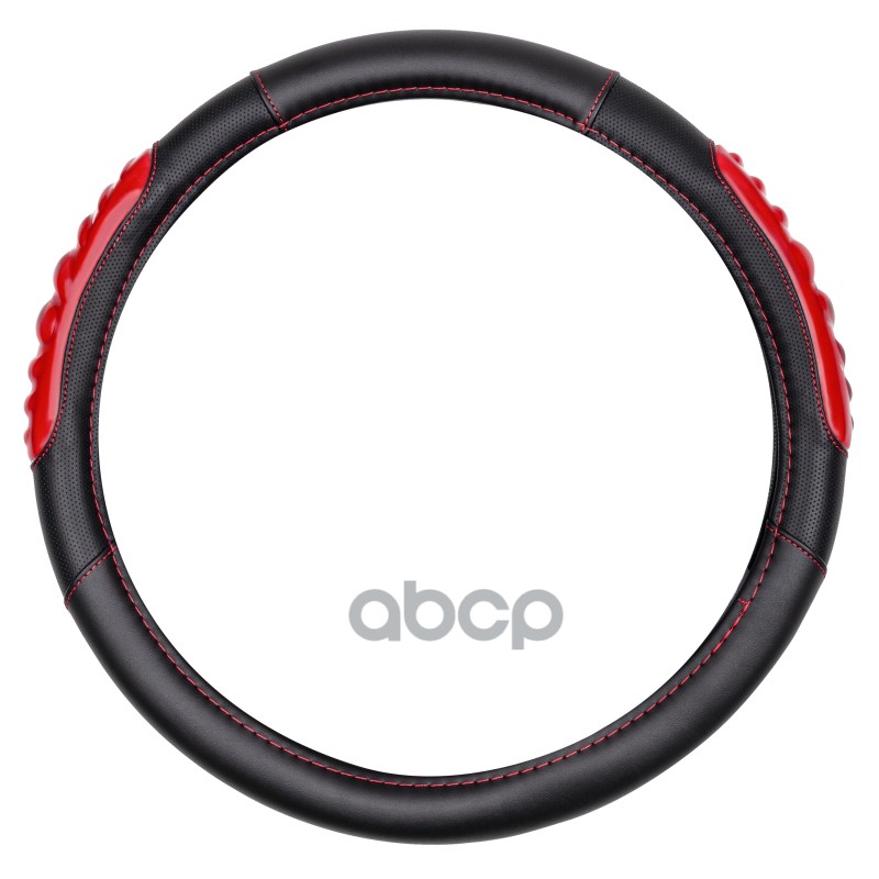 Чехол на руль эко кожа с гелевыми вставками Black+Red  (М)