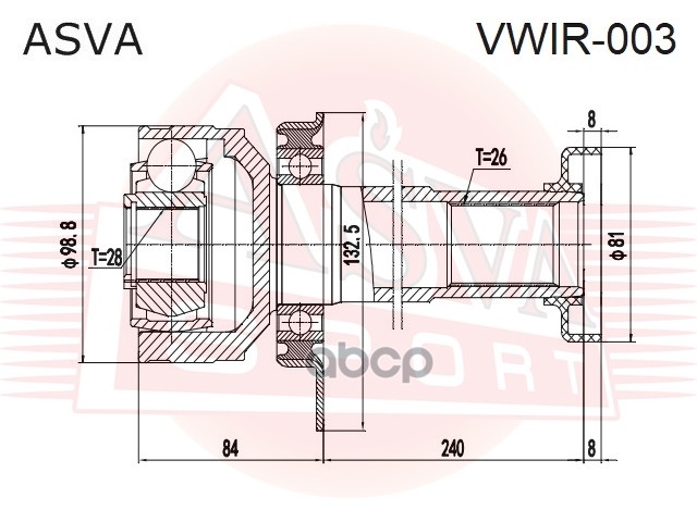 Шрус внутрений правый 28X48.6X26
