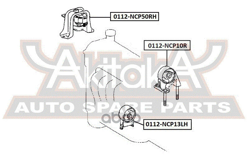 Подушка двигателя Toyota NCP12/21/31/34/51/52/58 1NZ# 0112NCP50RH, 1230521020, 12305-21020, TM089, TM-089