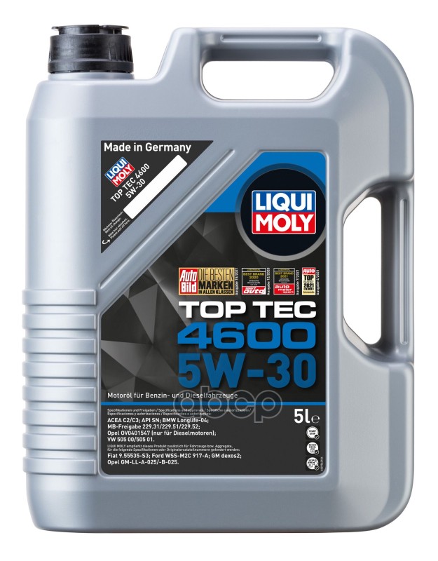 LIQUI MOLY Liquimoly 5W30 Top Тес 4600 (5L) Масло Мотор. !Синт C2/C3, Sn, Ll-04 Gm Dexos2