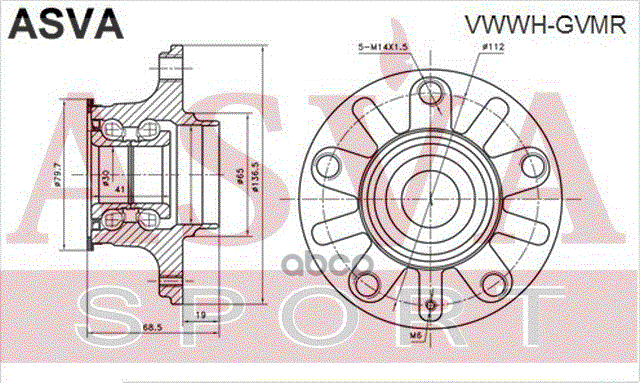 Ступица задняя d=30 с магнитным кольцом абс VW GOLF 1K1 2003<