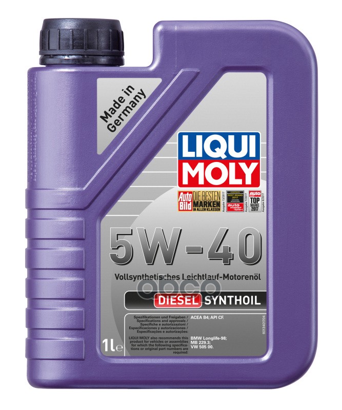 LIQUI MOLY Liquimoly 5W40 Diesel Synthoil (1L) Масло Мотор.!Синapi Cf,Acea B4-04: Mb 229.3,Bmw Ll-98,Vw505.00