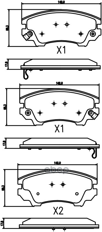 Комплект передних тормозных колодок, дисковый тормоз