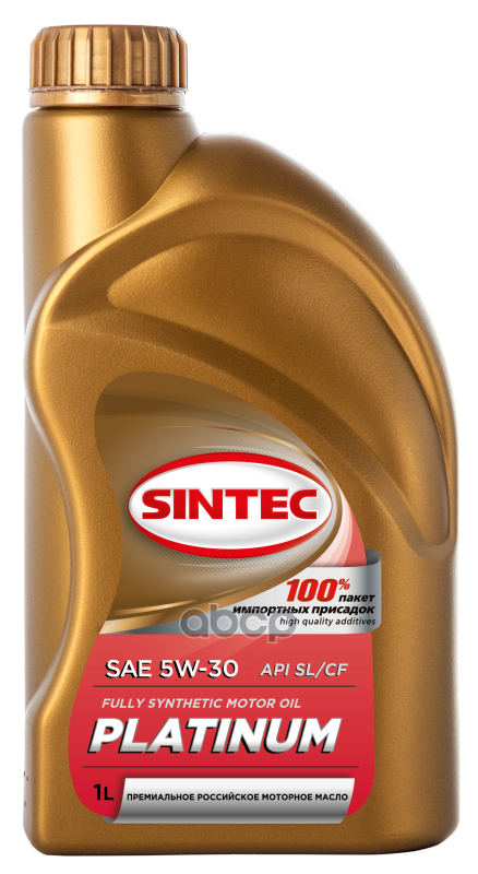 SINTEC 801938 Масло Sintec Платинум Sae 5W-30 Api Sn/Cf 1Л Синтетика