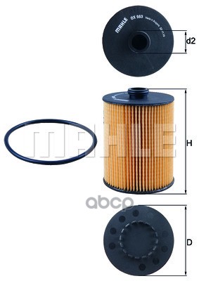 Фильтр масл.PORSCHE CAYENNE II 3.6 2010 Mahle/Knecht арт. OX983D