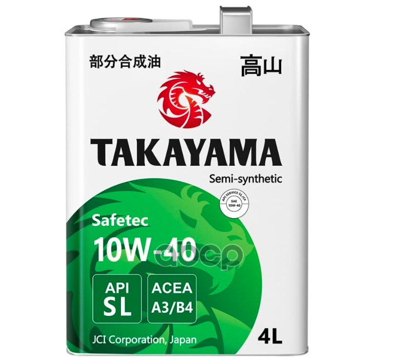TAKAYAMA Takayama Safetec 10W40 (4L) (Металл) Масло Моторное! П/Синт Api Sl/Cf, Acea A3/B4, Mb 229.1