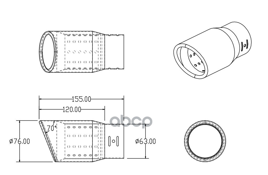 Насадка на глушитель 76х150х63мм хром