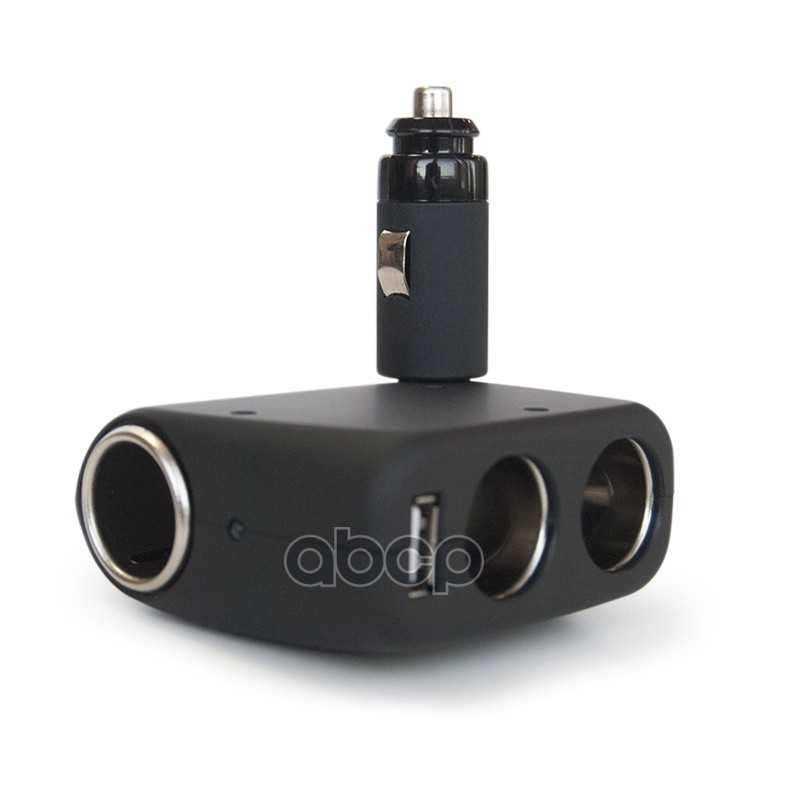 Прикуриватель  3 гнезда 12/24 В USB черный CS311U AVS 43264