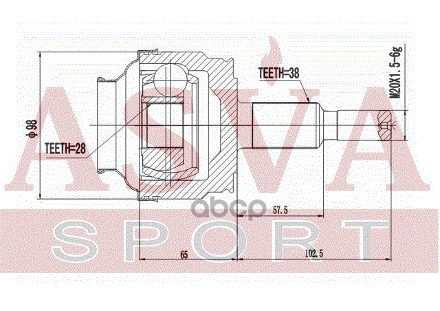 ШРУС НАРУЖНЫЙ ЗАДНИЙ 28x63,4x38