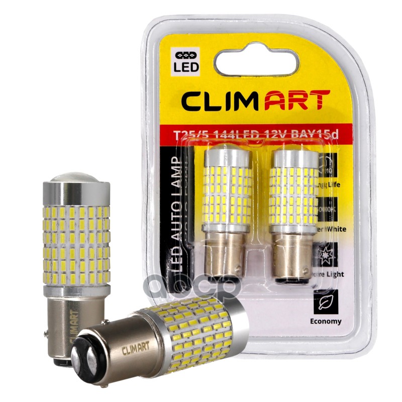 Лампа светодиодная P21/5W 12 В 5000К T25/5 144LED BAY15d Clim Art 2 шт. CLA00505