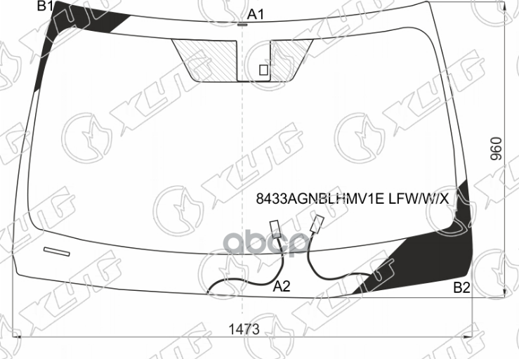 Стекло лобовое (Обогрев полный/ Датчик дождя/ Молдинг) Lexus ES 18-21 XYG арт. 8433AGNBLHMV1E LFW/W/X