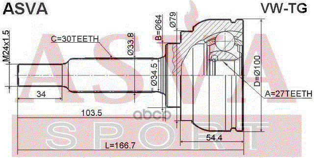 ШРУС НАРУЖНЫЙ 27x64x30