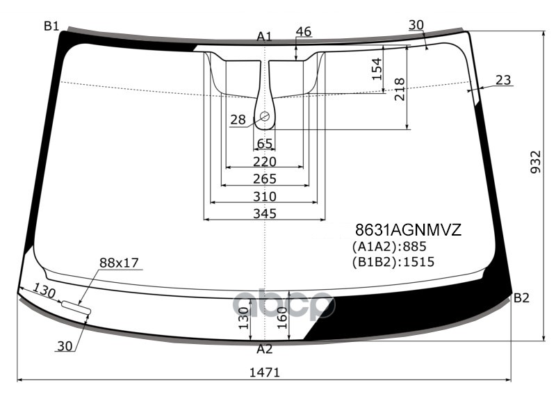 Стекло лобовое (Датчик дождя/ Молдинг) Audi A4 15- FYG арт. 8631AGNMVZ