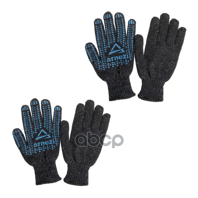 Перчатки рабочие утепленные, полушерстяные двойная вязка с ПВХ черные (15% шерсть)