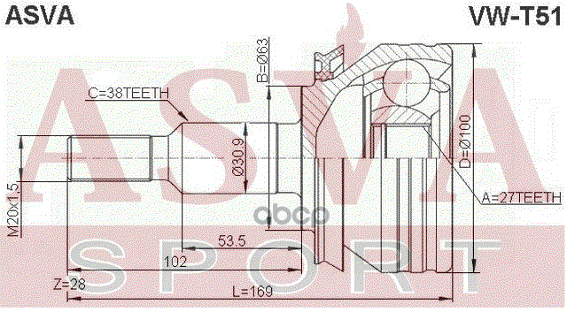 ШРУС НАРУЖНЫЙ 27x63x38