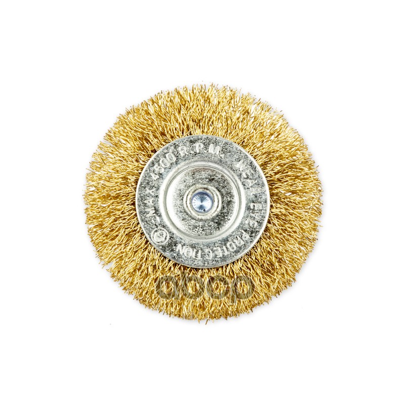 Щетка для дрели плоская 60 мм, со шпилькой, латунированная проволока