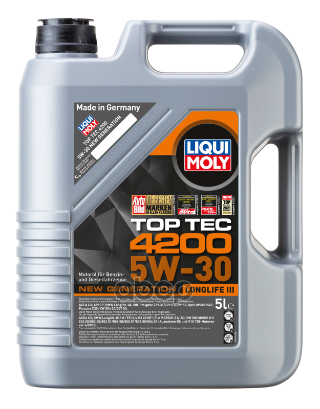 LIQUI MOLY Liquimoly 5W30 Top Tec 4200 (5L) Масло Мотор.!Синacea A3-04/B4-04/C3-04:Vw,Mb229.51,Bmw,Porschec30