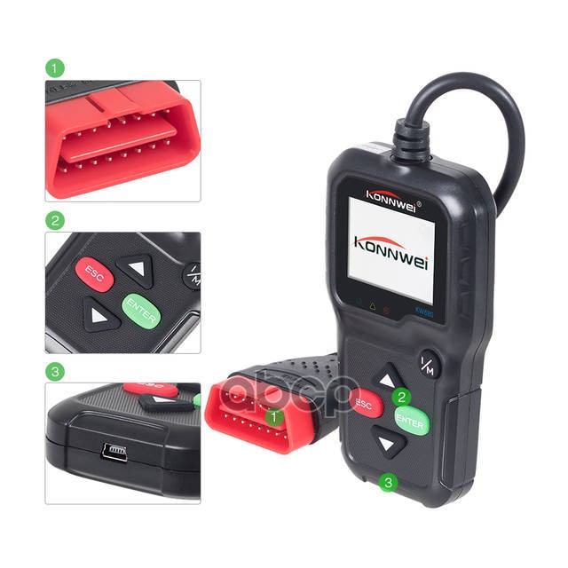 Автосканер Konnwei KW680 (цветной экран,русский язык,все протоколы)