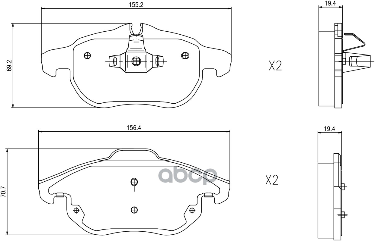 Комплект передних тормозных колодок, дисковый тормоз