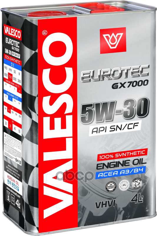 VALESCO Ovm0711d Масло Valesco Eurotec Gx 7000 5W-30 Api Sn/Cf Синтетическое 4Л