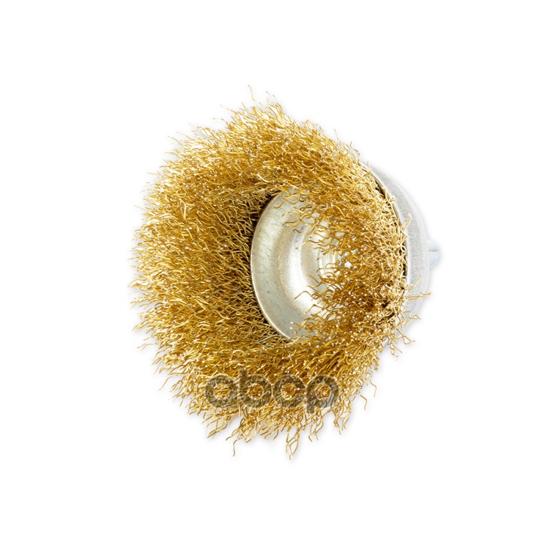 Щетка для дрели чашка 65 мм, со шпилькой, латунированная проволока