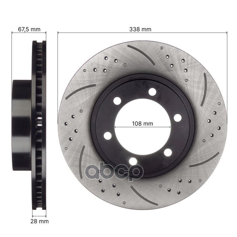 Диск тормозной передний правый AVANTECH (перфорированный) 43512-60150/43512-60151/4351260160
