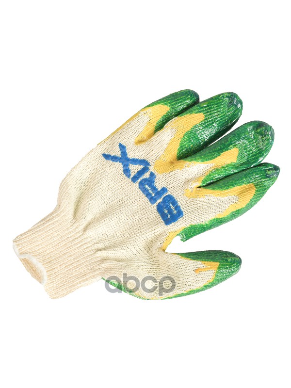 перчатки х/б с 2-слойным латексным покрытием (13 класс вязки, белые с желто-зеленым)