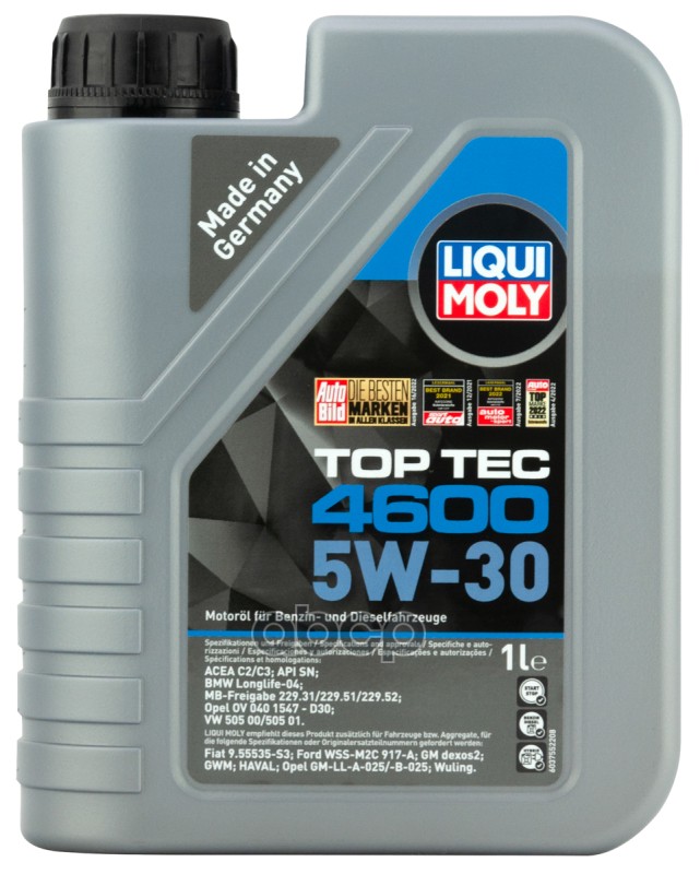 LIQUI MOLY Liquimoly 5W30 Top Tec 4600 (1L) Масло Моторное!Синт Api Sm/Cf, Acea C3,Mb 229.51,Bmw Longlife-04