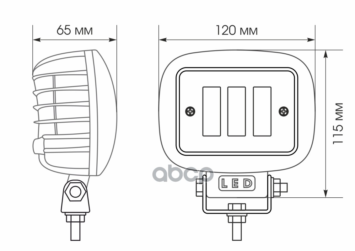 Светодиодная фара WL-330 (кв. мет. корп., LENS, 3 LED, 45W)