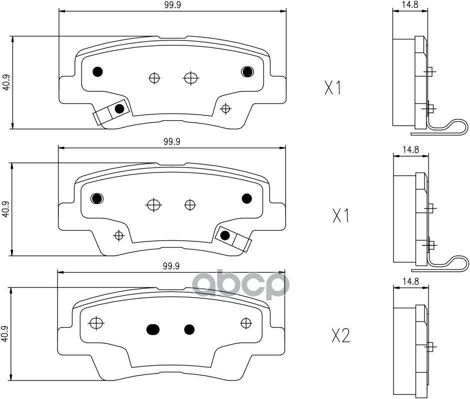 Комплект задних тормозных колодок, дисковый тормоз